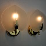 Pair of wall lamps "sheet" in opaque glass, murano, Italy 1980