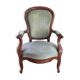 Fauteuil Voltaire velours vert amande Louis Philippe