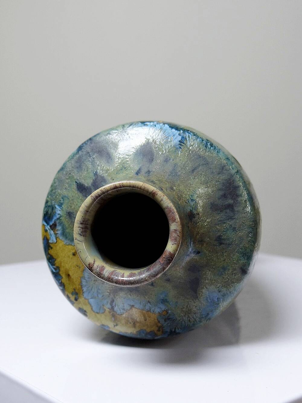 Rare small antique vase Alfred Renoleau stoneware crystalline