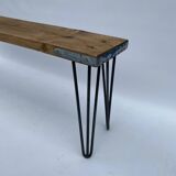 Industrial Bench Hairpin Legs Scaffolding Wood Midcentury Modern 1980s