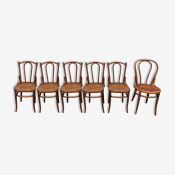 Lot de six chaises bistrot bois tourné Fischel Luterma