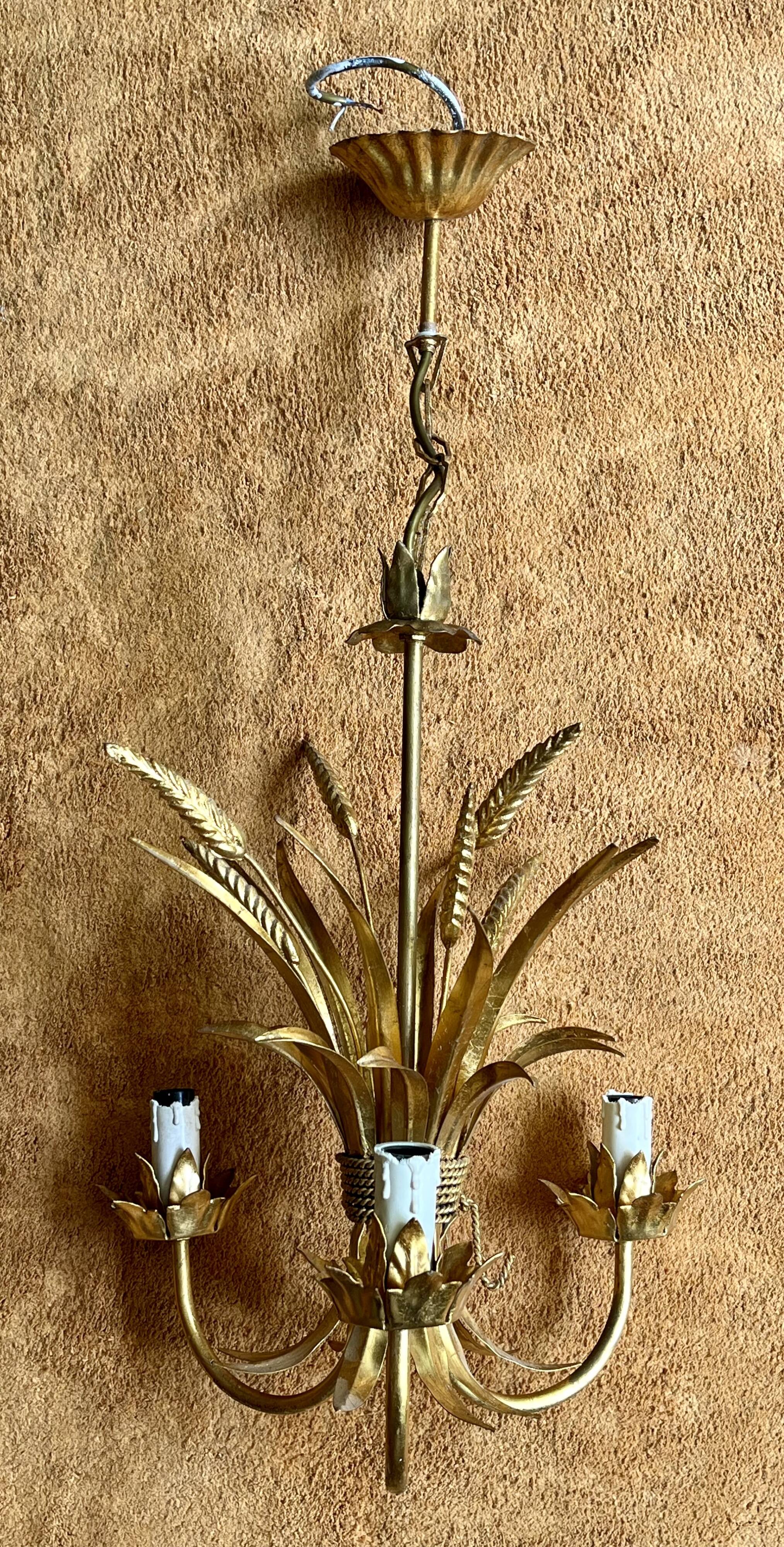 Lustre épis de blé style Hans Kögl - Hollywood Regency, années 70