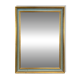 Rectangular mirror with a green and gold lacquered frame.