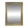 Rectangular mirror with a green and gold lacquered frame.