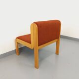 Vintage Fröscher armchair in orange fabric and wood from the 70s 80s