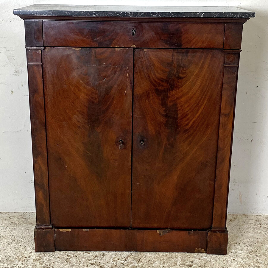 19th century sideboard in mahogany and black granite