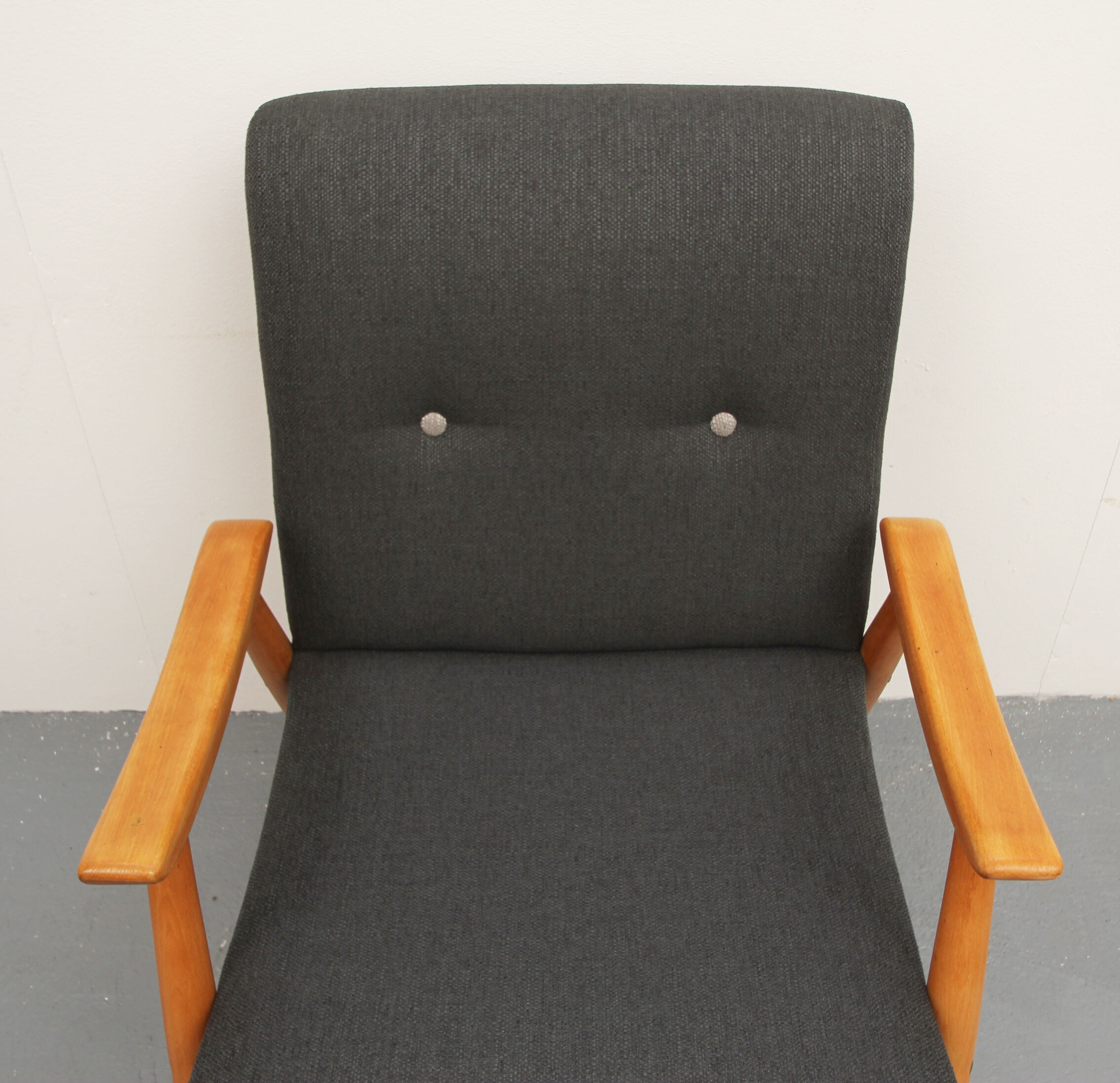 1950s armchair dark-grey, completely restored