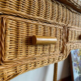 Rattan console desk with curved legs, 1970s