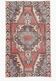Tapis oriental vintage en laine, médaillon géométrique corail et bleu