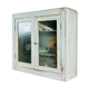 Vitrine vintage en bois et verre martelé