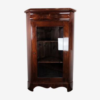 Antique Late Empire Corner Cabinet with Shelves in Mahogany from the 1840s