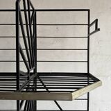 Large Black Powder-Coated Metal Industrial Baker's Rack — Three-Tier Display and Storage Unit, Brass Trim
