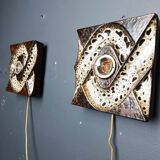 Pair of ceramic brutalist wall lamps by Pan Leuchten, 1960s