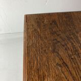 Brutalist square oak side or coffee table, Dutch 1960s