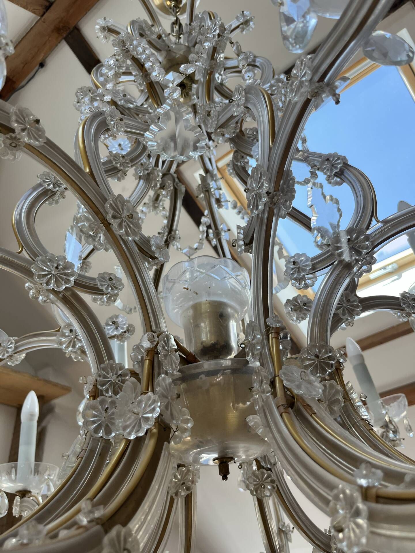 Grand Italian chandelier in Murano style – 24 lights – glass and crystal