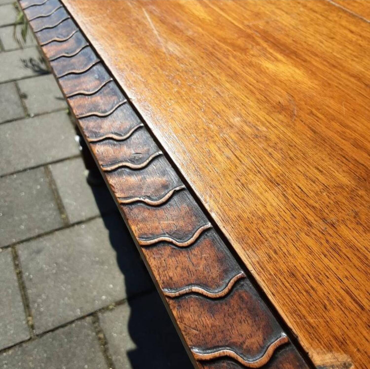 Unique antique Italian wooden hall table / narrow dining table