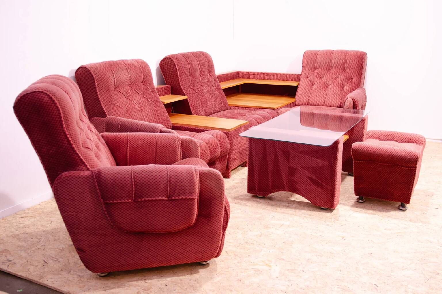 Living room set vintage Eastern Bloc seating set 1980s Czechoslovakia