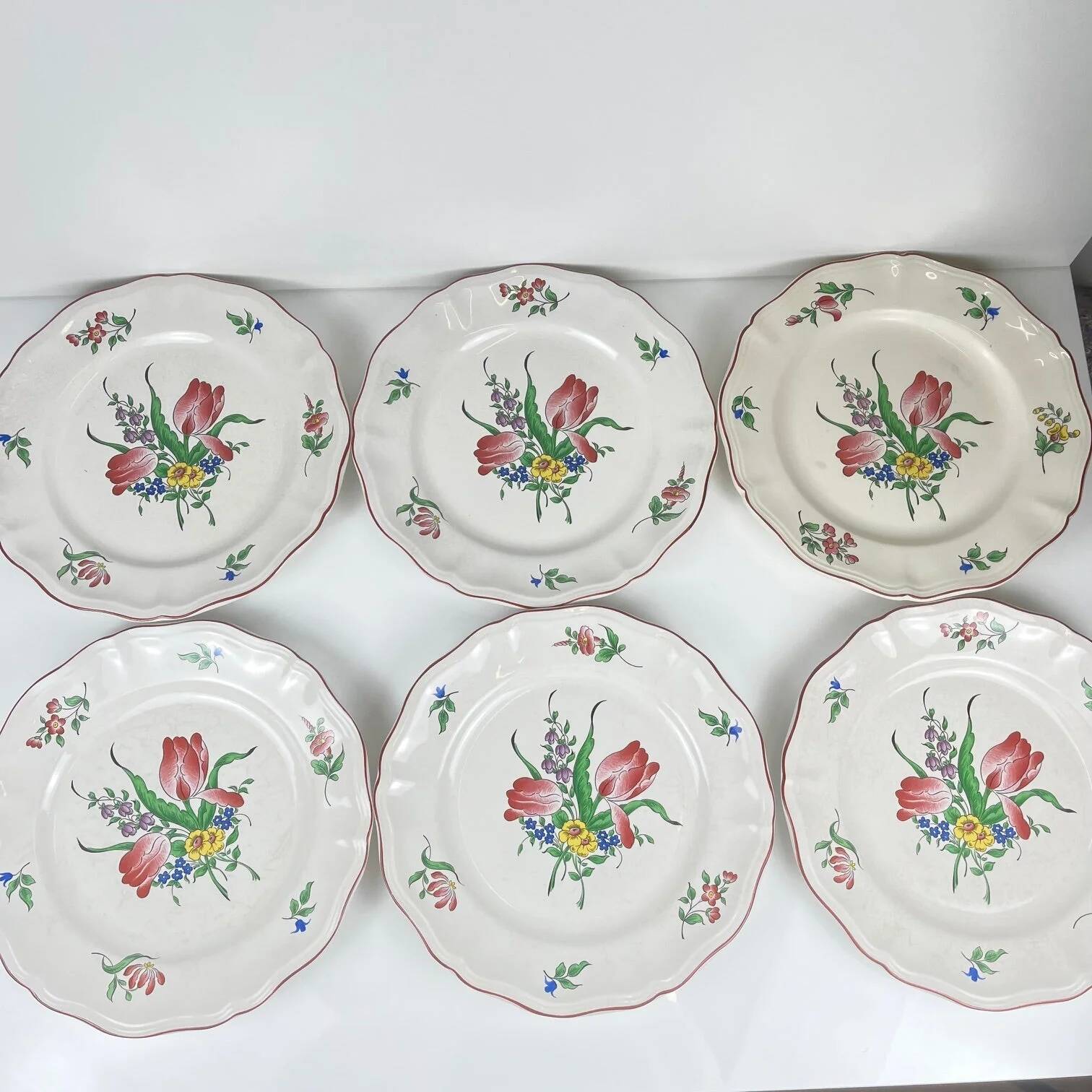 Set of 6 flat plates KG Lunéville, model Réverbère.