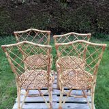 Set of 4 vintage rattan chairs