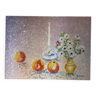 Still life with fruits and flowers Ae Garrec