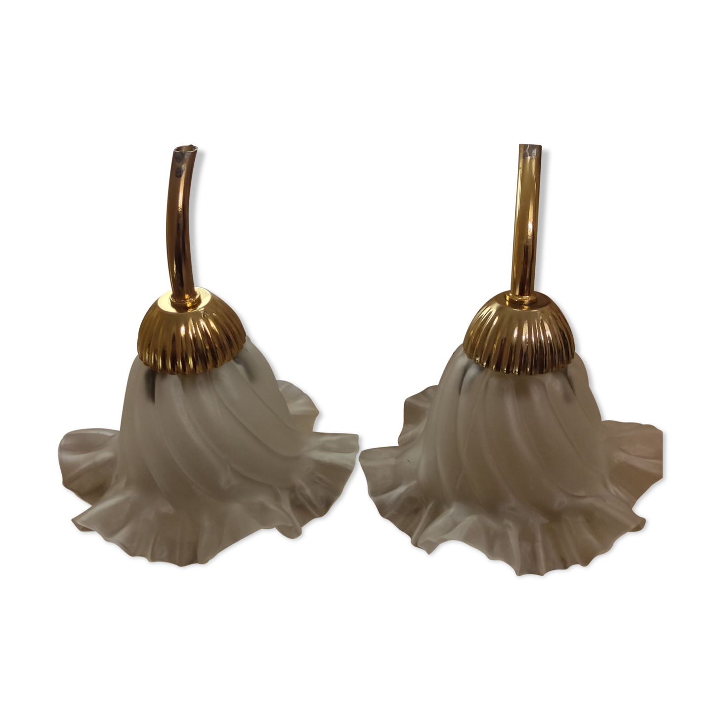 Duo of lampshade, art deco tulip globe