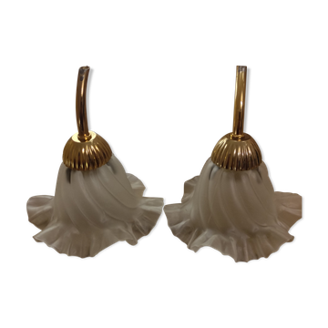 Duo of lampshade, art deco tulip globe