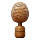 Vintage Scandinavian table lamp in bamboo and wood, 1970s.