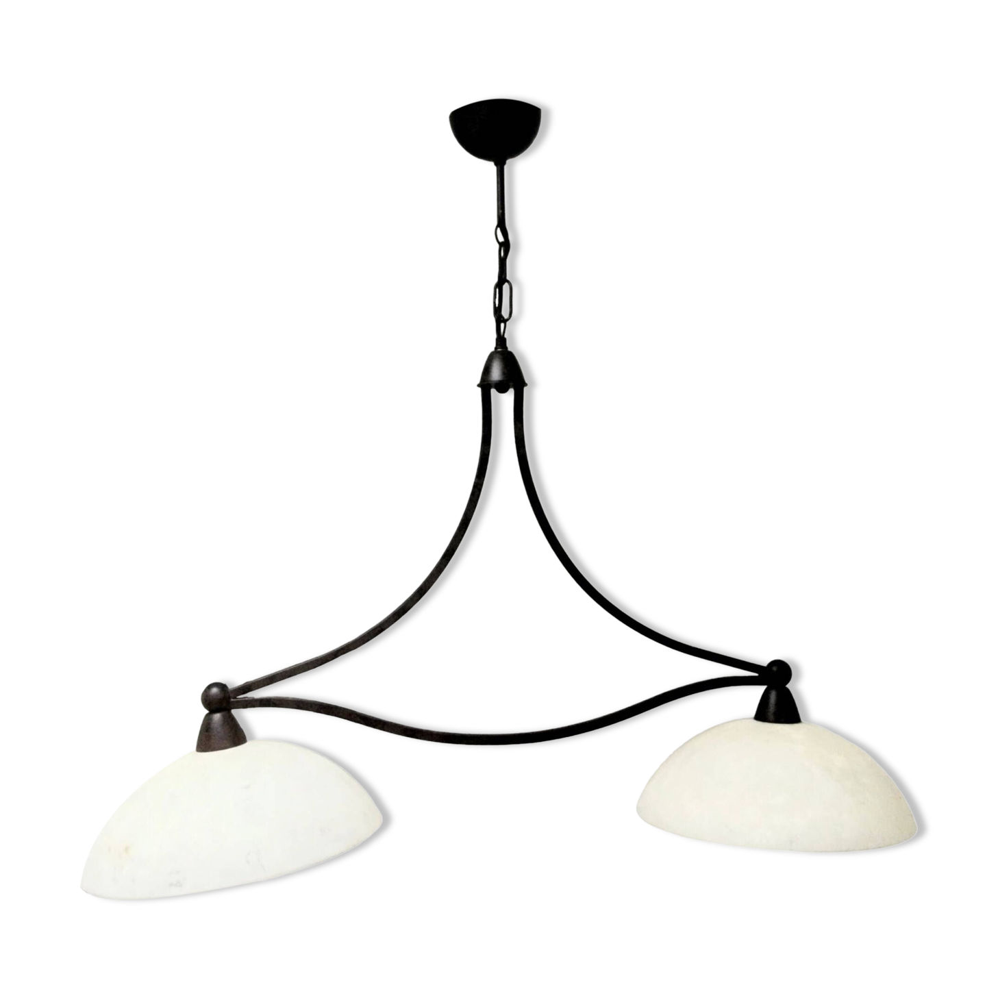 Billiard pendant light with double opaline lampshade
