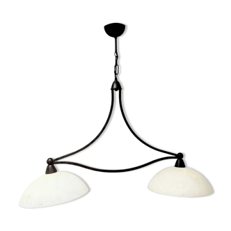 Billiard pendant light with double opaline lampshade