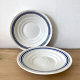 Pair of white and blue saucers