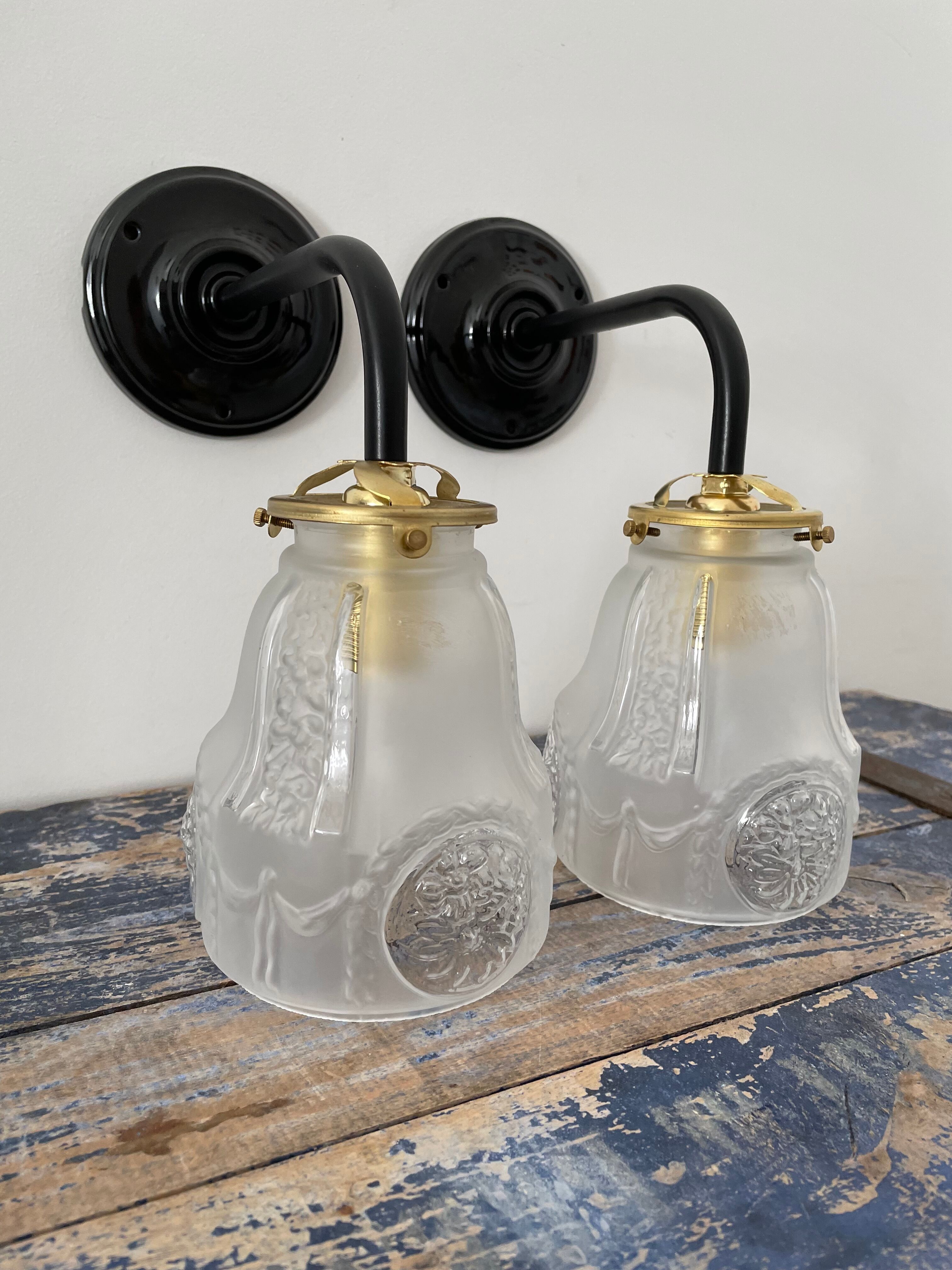 Pair of new electrified Art Deco wall lamps
