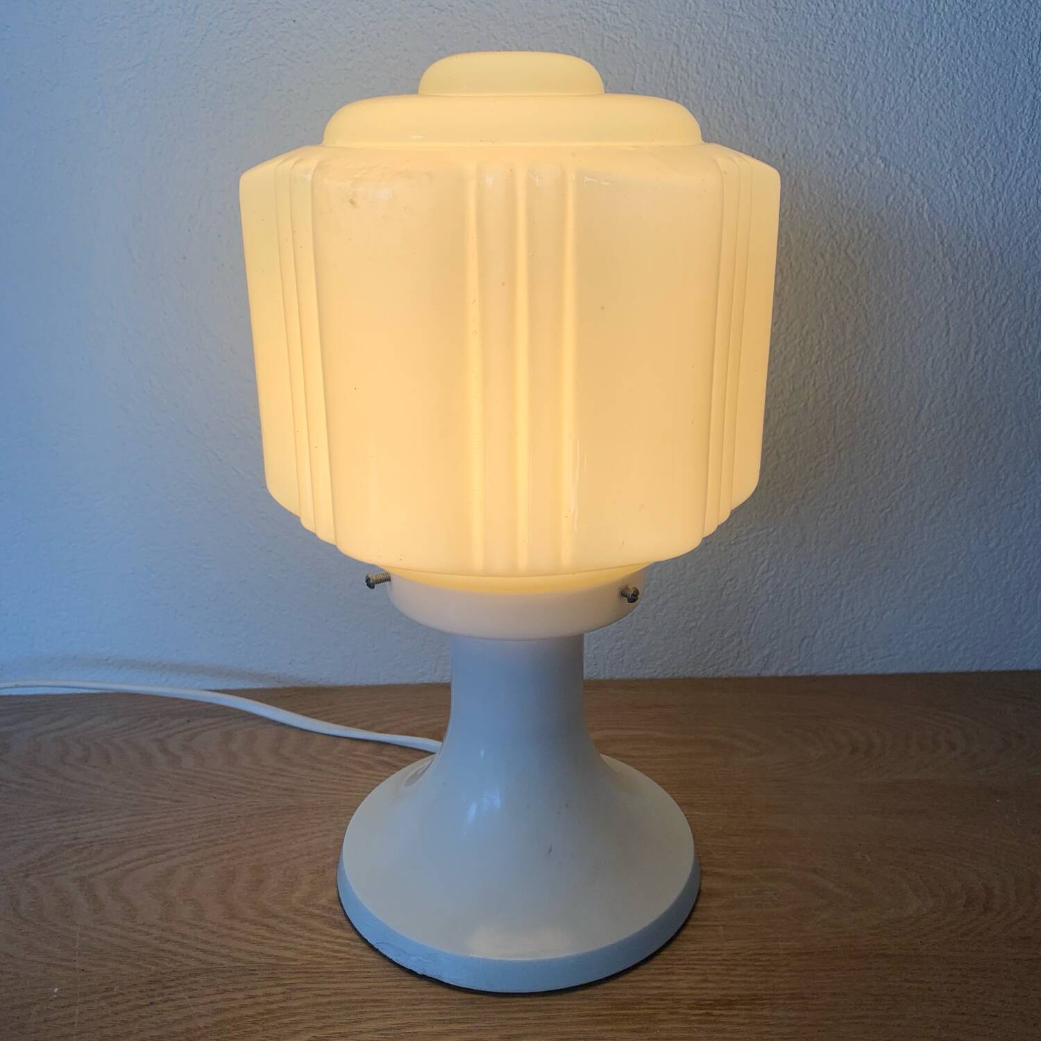 Table Lamp With Globe Thabur Yellow Straw Netherlands 30s-40s