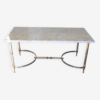 Table basse marbre et métal doré