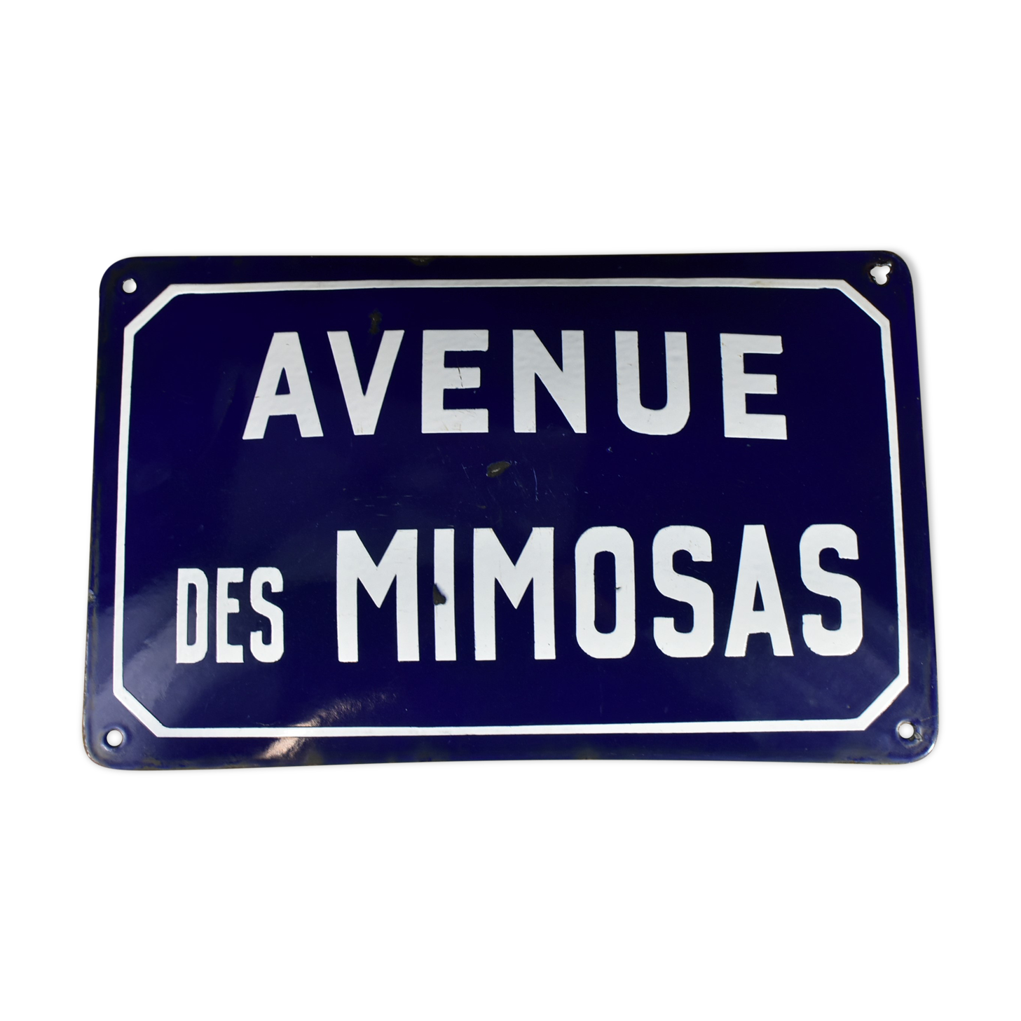 Plaque émaillée bombée de rue "Avenue des Mimosas"