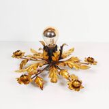 Medium size gilded floral flush mount light, Germany 1960s