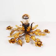 Medium size gilded floral flush mount light, Germany 1960s