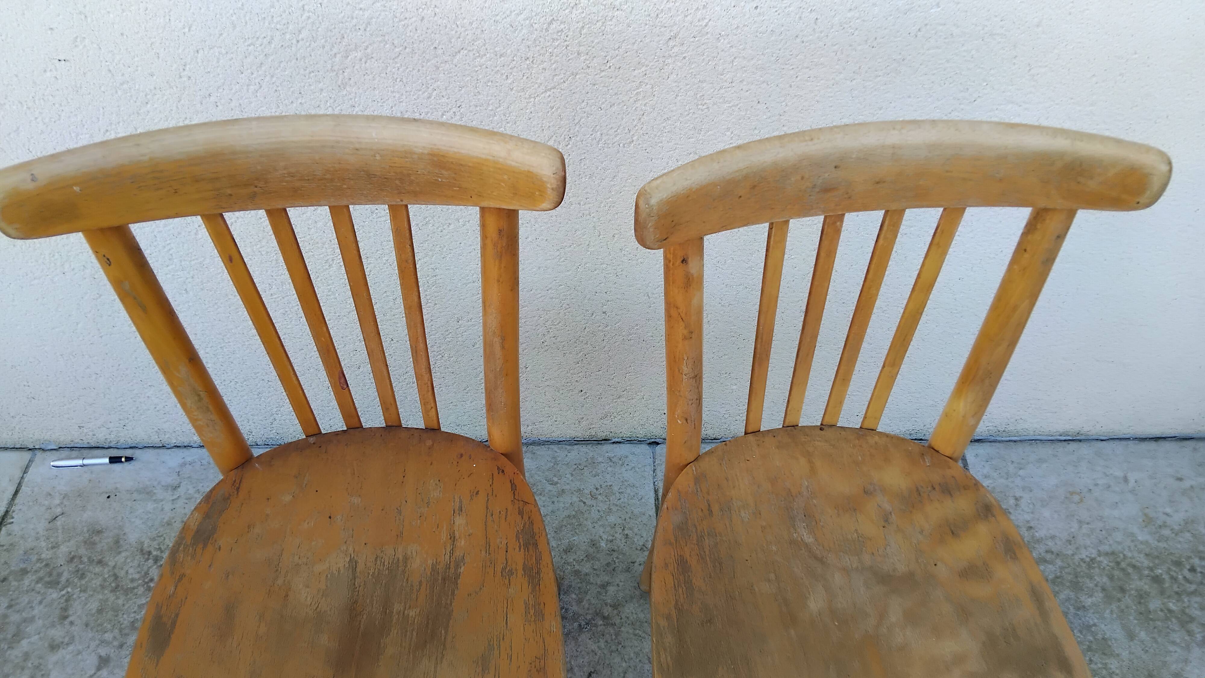 2 light bistro chairs thonet stamped czechoslovakia vintage