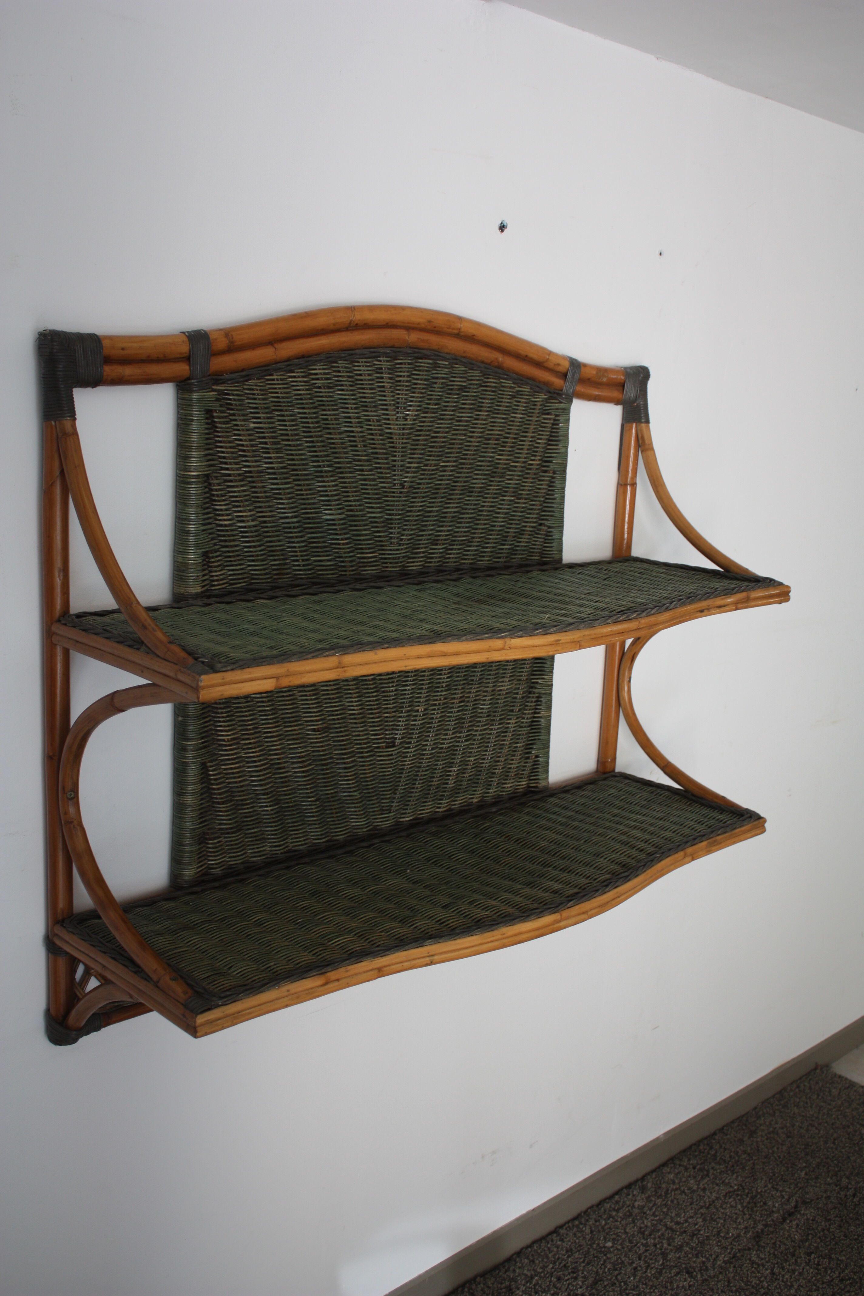 Vintage rattan wall shelf
