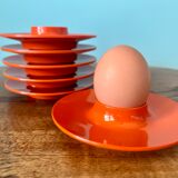 Rosti Mepal set of 6 orange egg cups, space age from Scandinavian design for apartment decoration