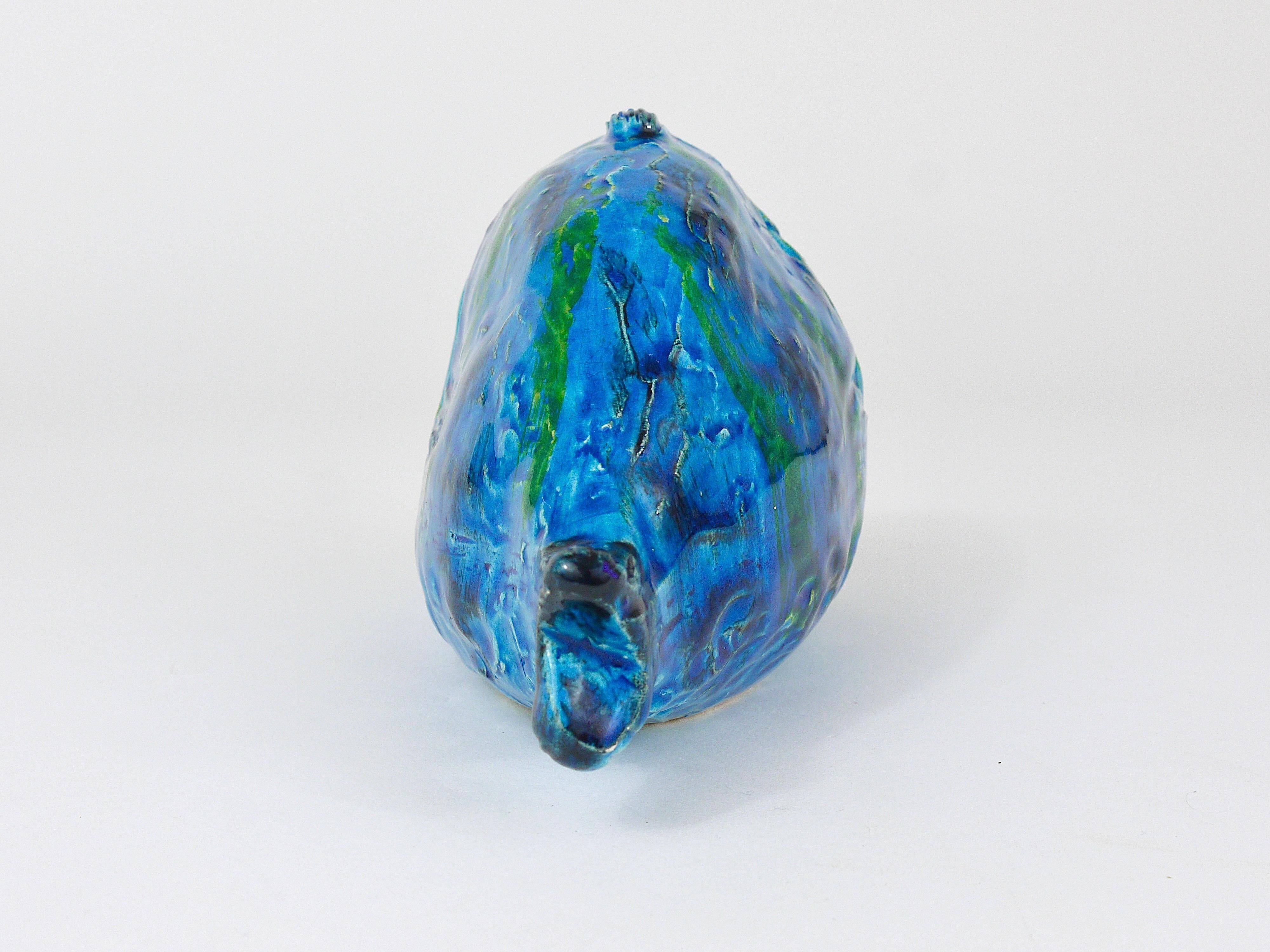 Blue enamelled fish sculpture Rimini by Aldo Londi Bitossi, Italy, 1950s