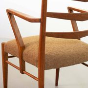 Cees Braakman Dutch Design Wooden Ladder Arm Chairs & Caramel Bouclé Fabric