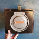 Vintage formica clock rectangular silent wall clock "Hermle gilded wood"