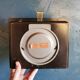 Vintage formica clock rectangular silent wall clock "Hermle gilded wood"