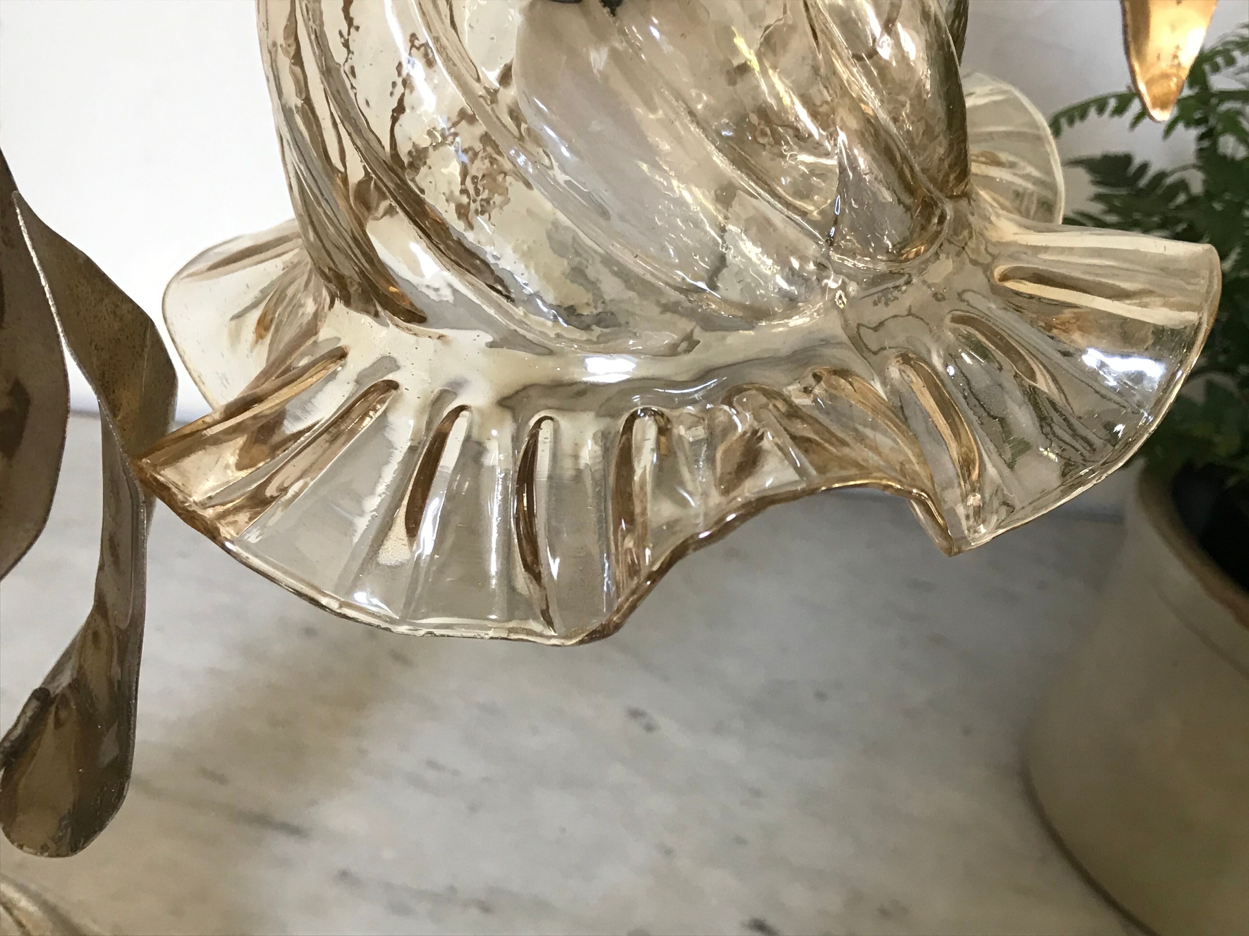 Lamp golden leaves 70s