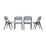 1960s Set of Four TON Beech Bentwood Dining Chairs in Bouclé, Czechoslovakia