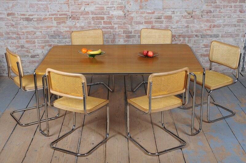Bauhaus Dining Table, attributed to R. Slezák, Chrome, Polished Oak, Czech, 1930s