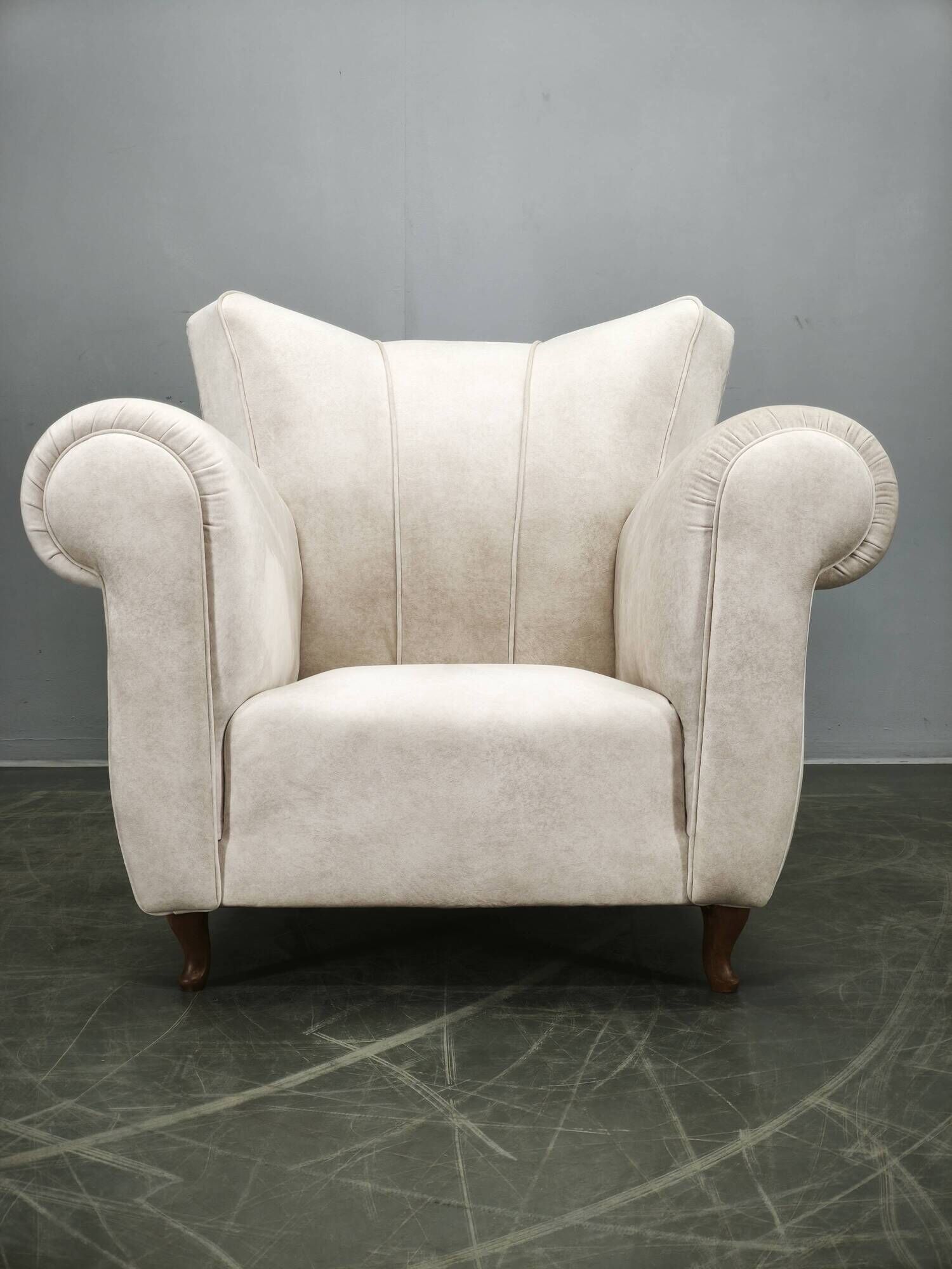 Italian Lounge Armchair in Beech Wood, Newly Upholstered, 1950s