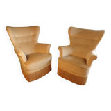 Paire de fauteuils crapaud en velours