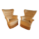Pair of velvet toad armchairs