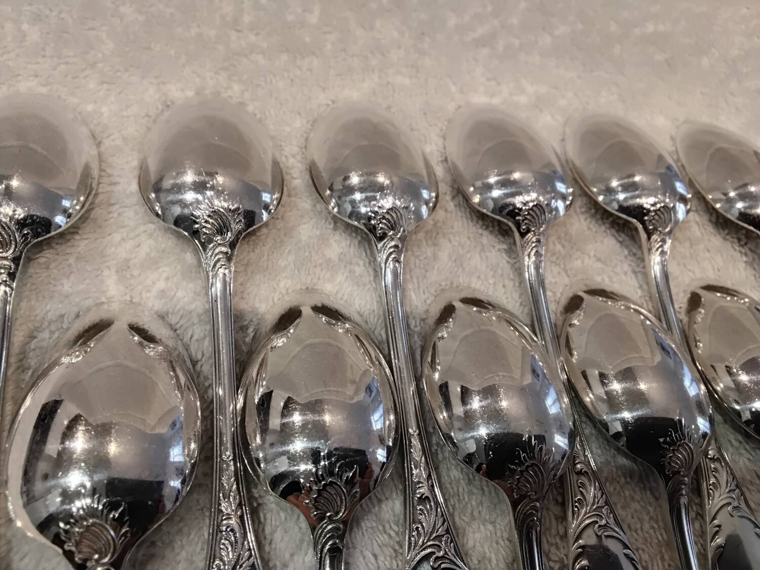12 silver-plated coffee spoons by Christofle Marly, 13.6 cm
